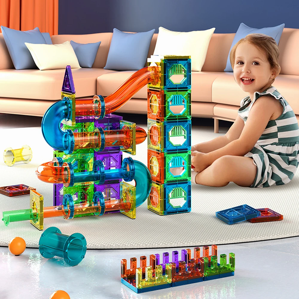 Bloques magnéticos de pieza magnética de ventana de Color para niños, bloques de construcción magnéticos, rompecabezas para niñas, juguetes de ensamblaje, regalo para niños, juegos mecánicos