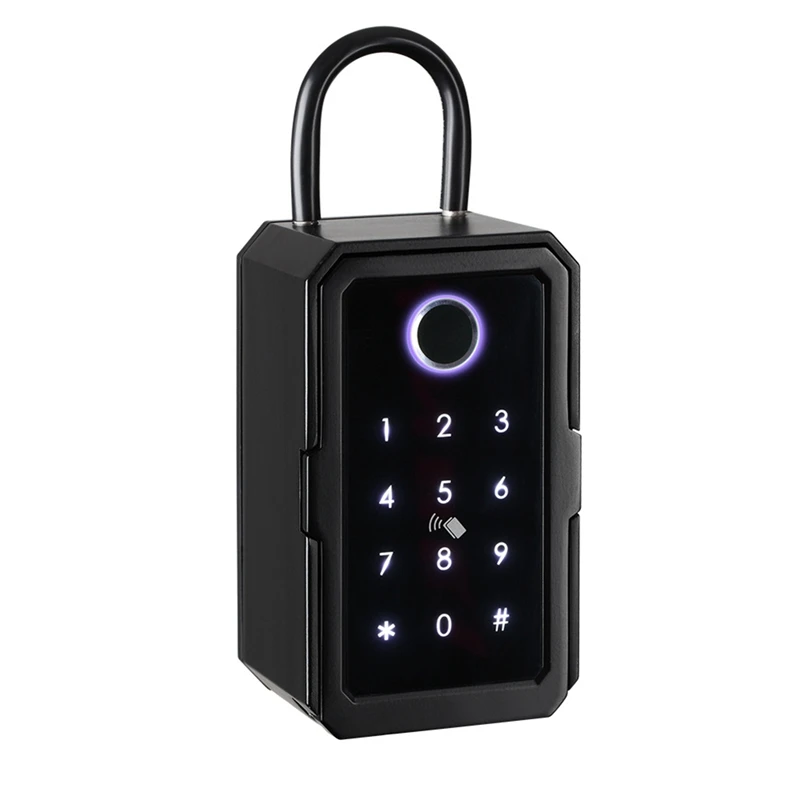 

Key Cabinet With Code, Key Safe Black Zinc Alloy For Outdoor/Indoor Key Safe Fingerprint For Home/Garage/Office (Bluetooth)