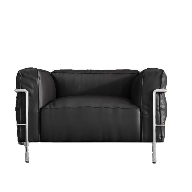 Leather sofa, first layer cowhide, black leather sofa, living room double seat