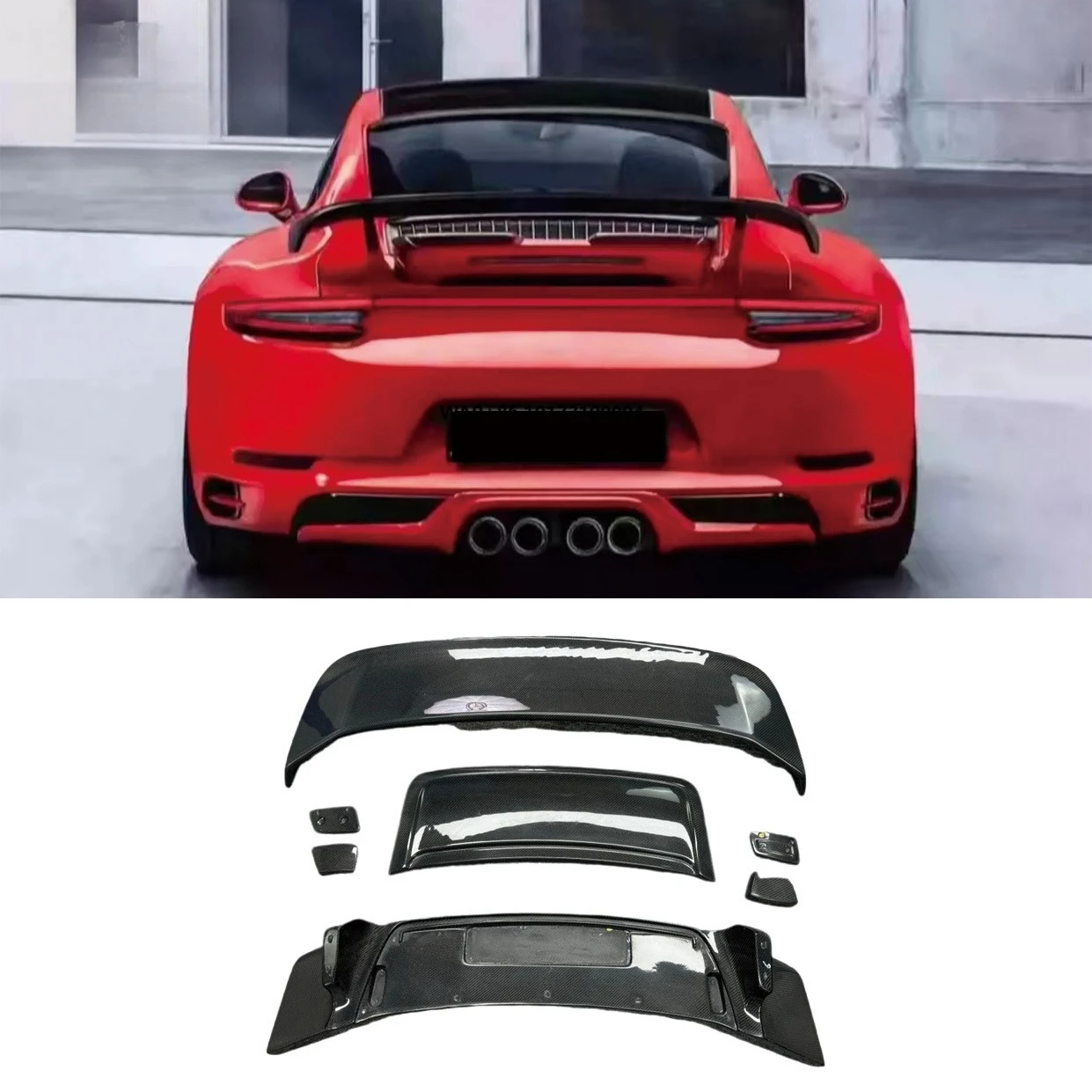 

Carbon Fiber Rear Spoiler for Carrera 911 991.2 TC Style Rear Trunk Wing Car Exterior Accessories