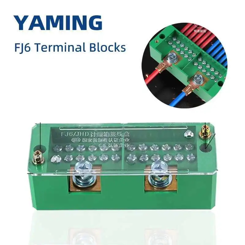 FJ6 Series Terminal Block Two-in And More-out Wire Junction Box High-power Wiring Brass Conductor 660V