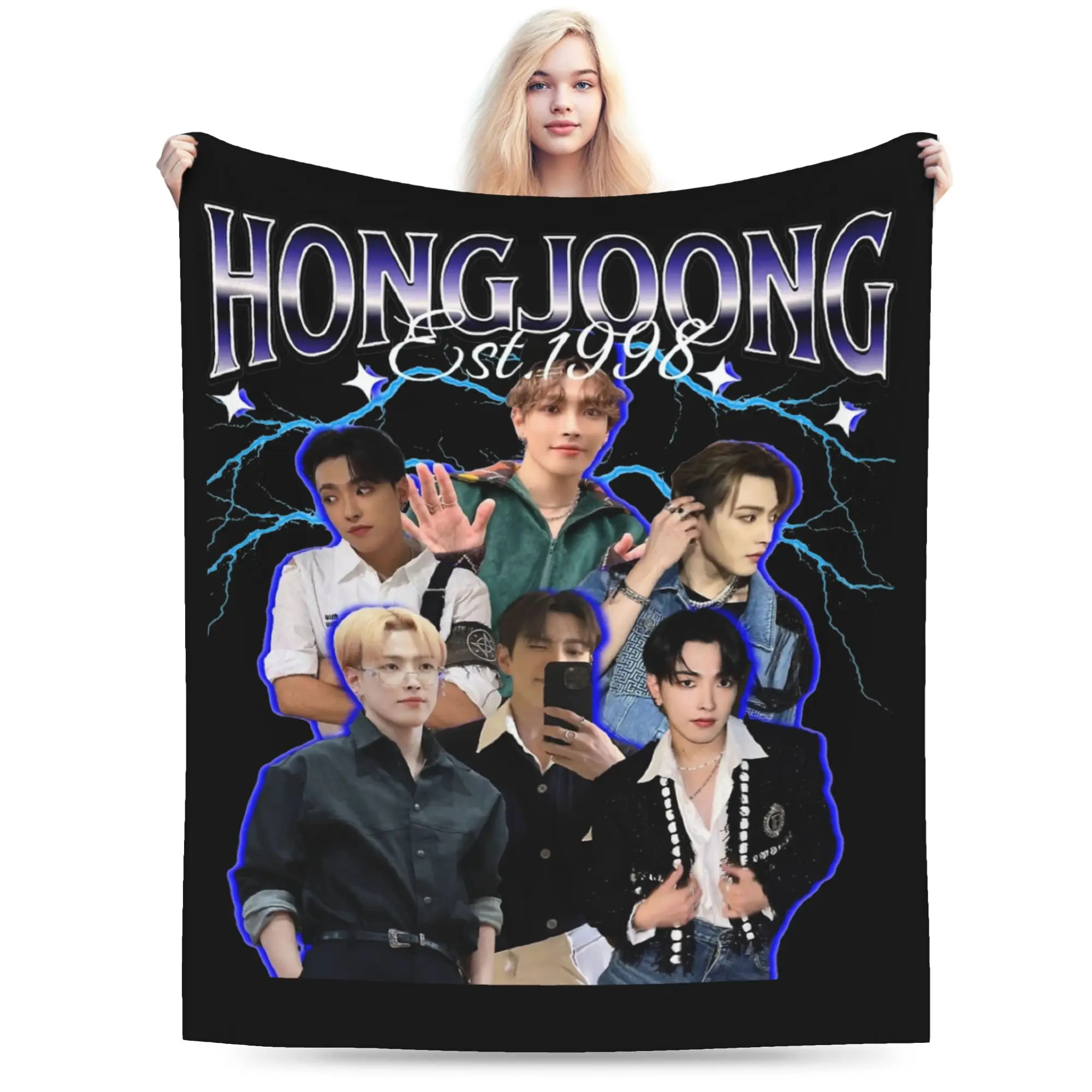 

Одеяла Hongjoong 90s Ateez Kpop Band, коралловый флис, плюшевые летние портативные тонкие пледы для кровати, дивана, покрывала