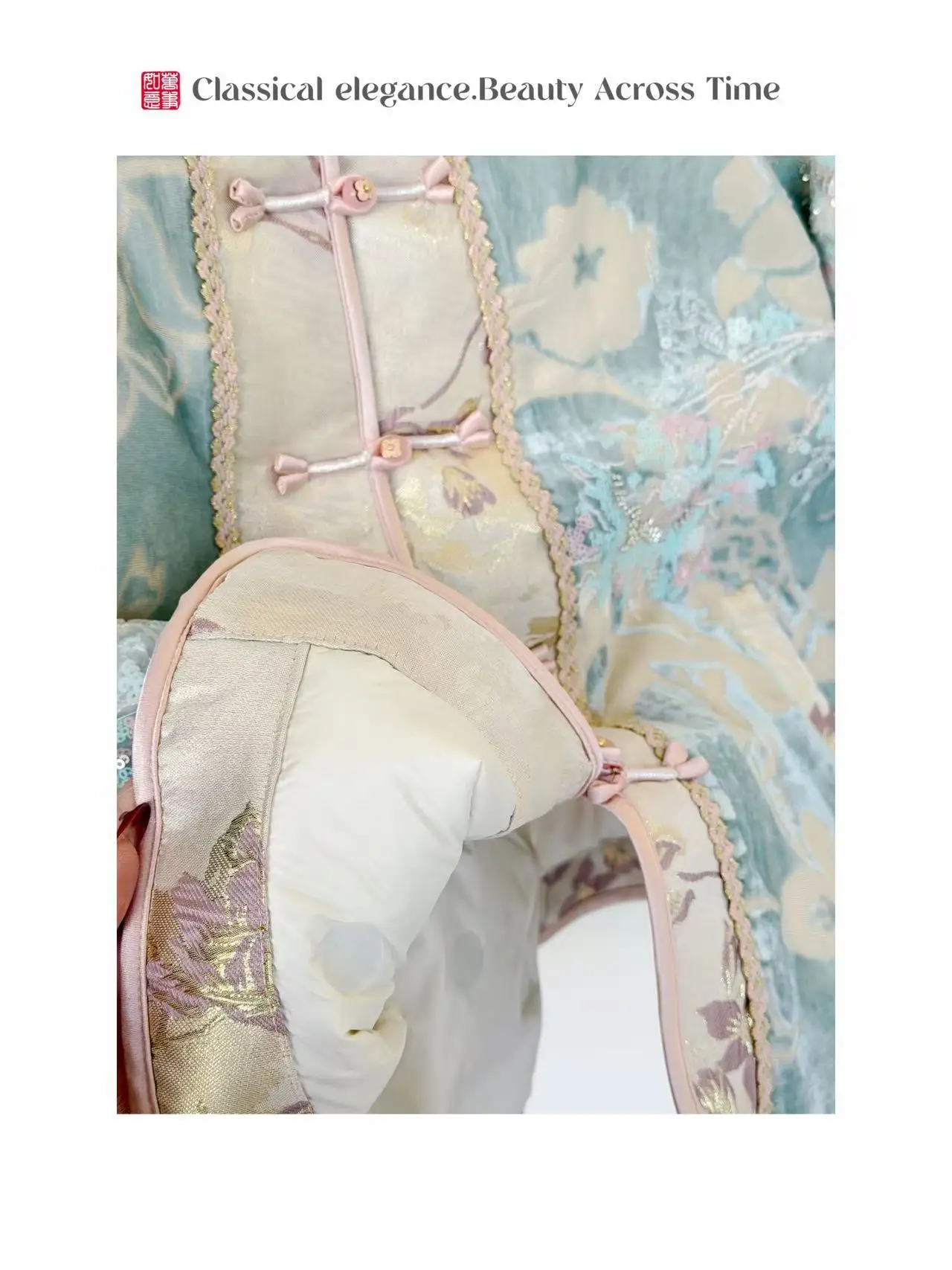 

Зимняя теплая утолщенная куртка с вышивкой в виде синего лотоса, без капюшона, с длинными рукавами, 90% белый пух