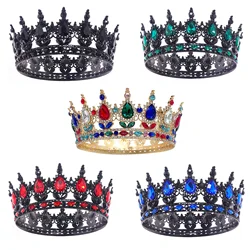 Vintage Baroque Queen King Bride Tiara Crown For Women Headdress Prom Bridal Wedding Tiaras and Crowns Hair Jewelry Accessories
