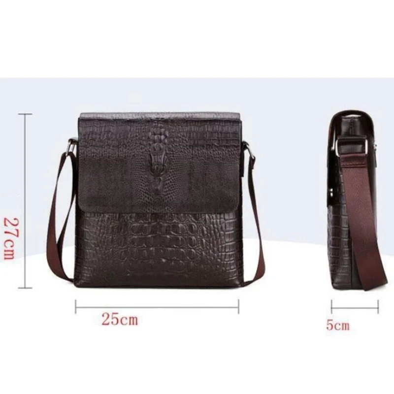 Korean Version Crossbody Shoulder Bags Briefcase Crocodile Pattern Business Vertical Section PU Leather 25X27X5CM