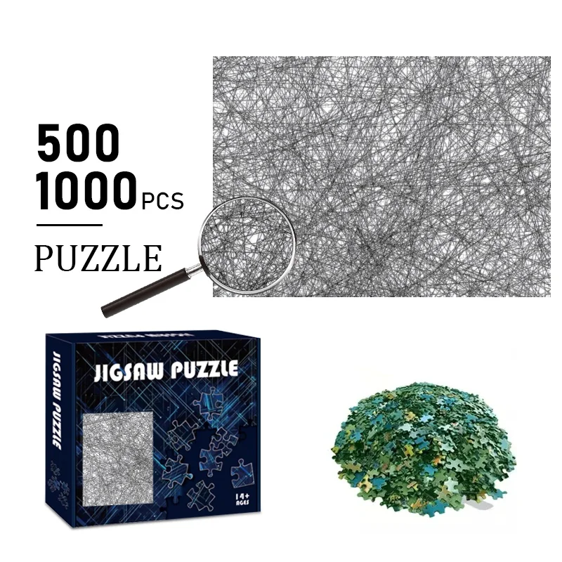 500/1000pcs Abstract Line Art Jigsaw Puzzle | Challenging Large Puzzle for Adults and Families, Ideal for Couples and Group Ac