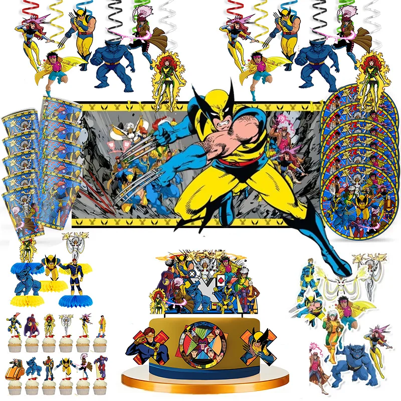 The Wonderful x-men decoraciones para fiesta de cumpleaños, vajilla desechable para niños, platos, tazas, servilletas, globos, Baby Shower