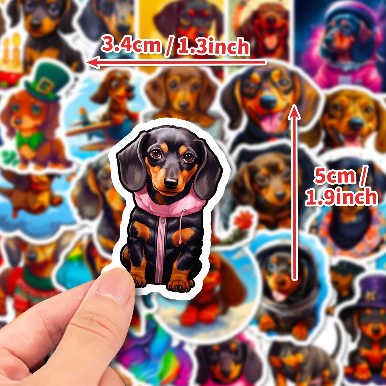 10/50pcs Cute Cartoon Dachshund Dog Stickers for Toy Kawaii Decals DIY Skateboard Luggage Motorcycle Car Waterproof Sticker