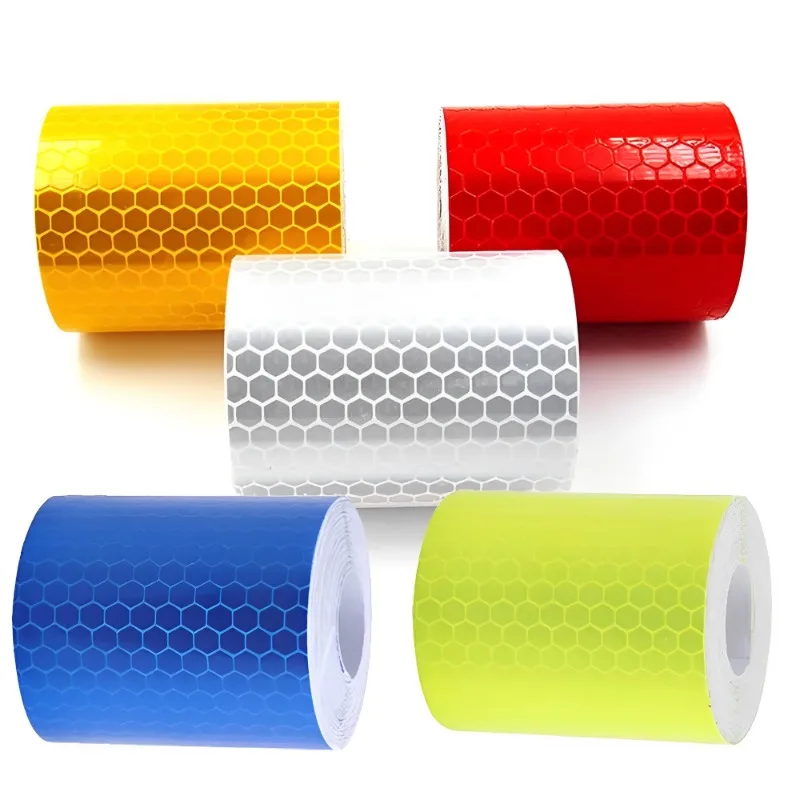 

Car Sticker Safety Warning Tape High Visibility Self Adhesive Waterproof White Red Yellow Blue Bike Reflective DIY Decor Sticker