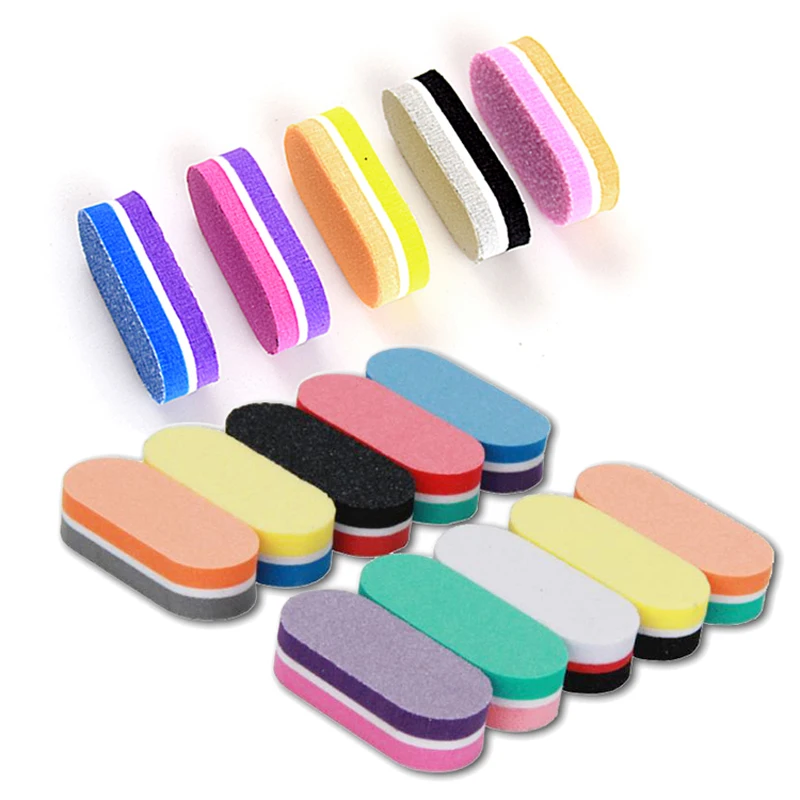 250/500 Stuks Mini Nagelvijlen Voor Manicure Pedicure Polijsten Nagel Buffer Blok Mix Kleurrijke Spons Professionele Nagels Accessoires