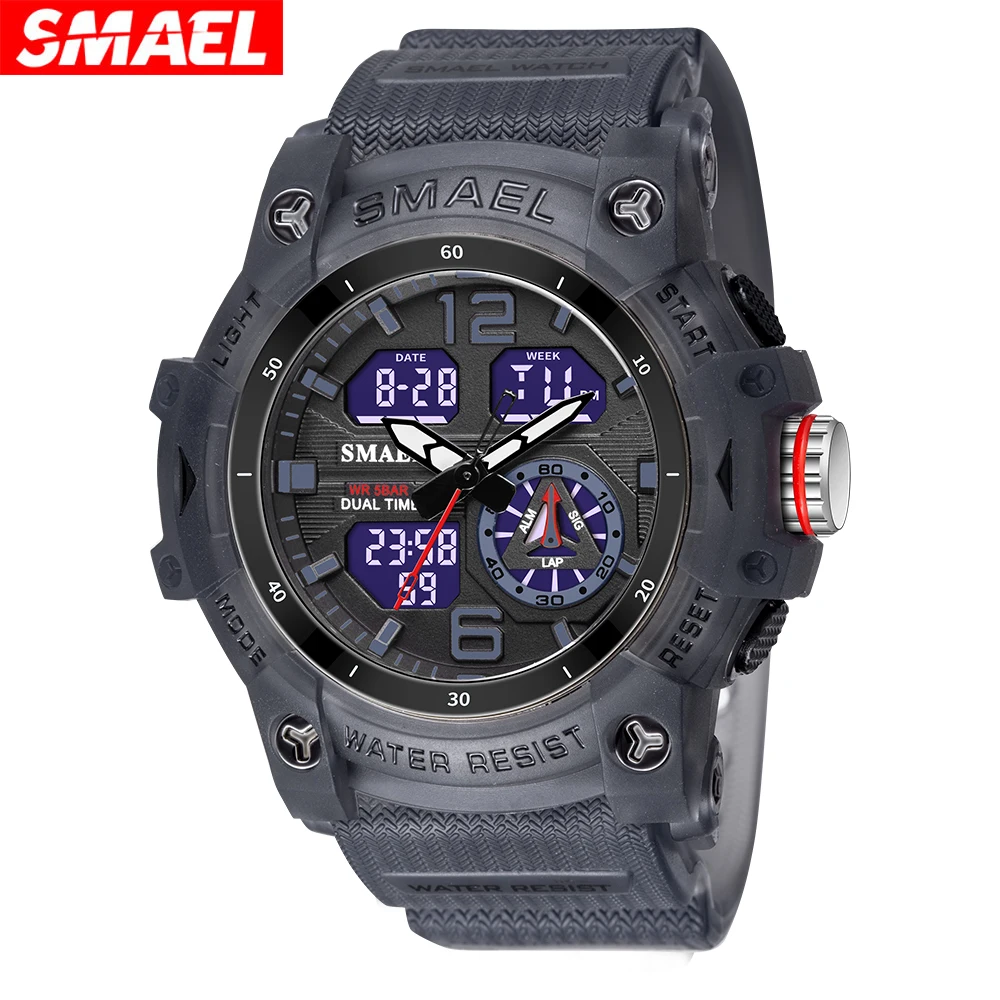 SMAEL  Cool Dual Display Waterproof Glow Electronic Watch 8007 Outdoor Transparent Watch Men's Outdoor