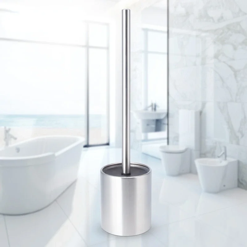 

Stainless Steel Toilet Brush Set European Creative Long Handle Brush With Base Toilet Brush