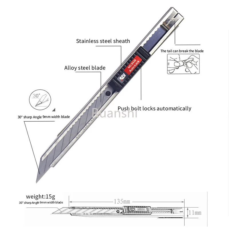 Imagem -03 - Faca de Utility Sdi 30 Graus Anglecutting Pacotes Abertos Descaixas Papel de Parede Couro Guarnição Cut Car Film mm 0439c Aço Inoxidável
