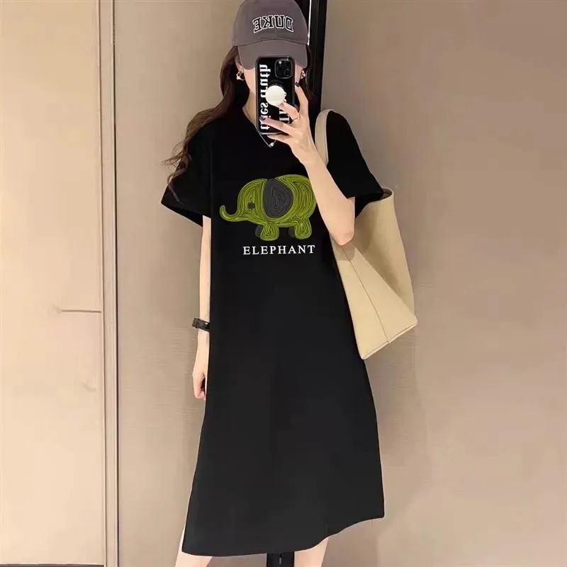 

Summer Women Fashion Elephant Dress Short Sleeved A-line Dresses