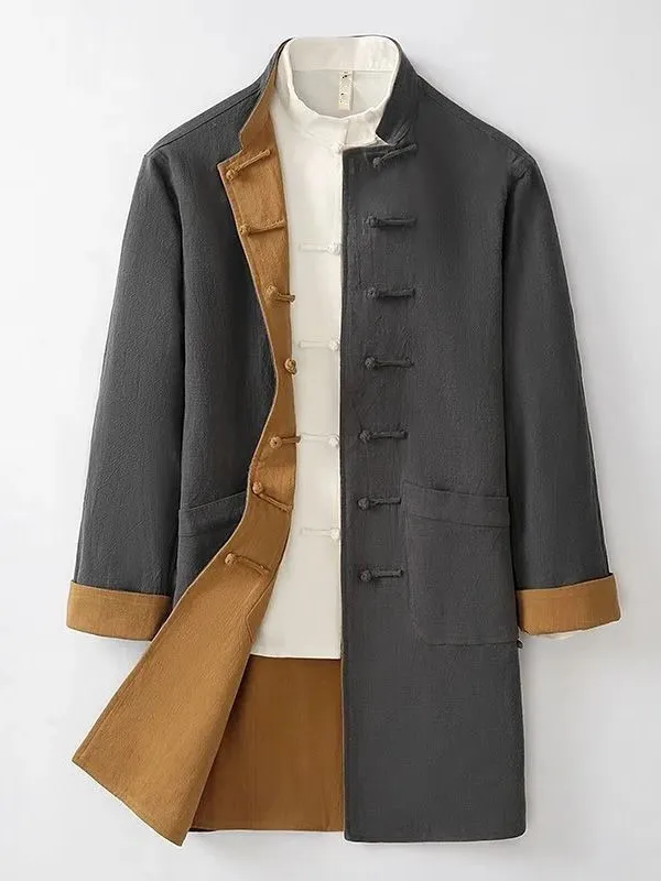 

Мужская ветровка средней длины, весна-осень 2023, модная, в китайском стиле, универсальная, молодежная, этническая одежда, верхняя одежда