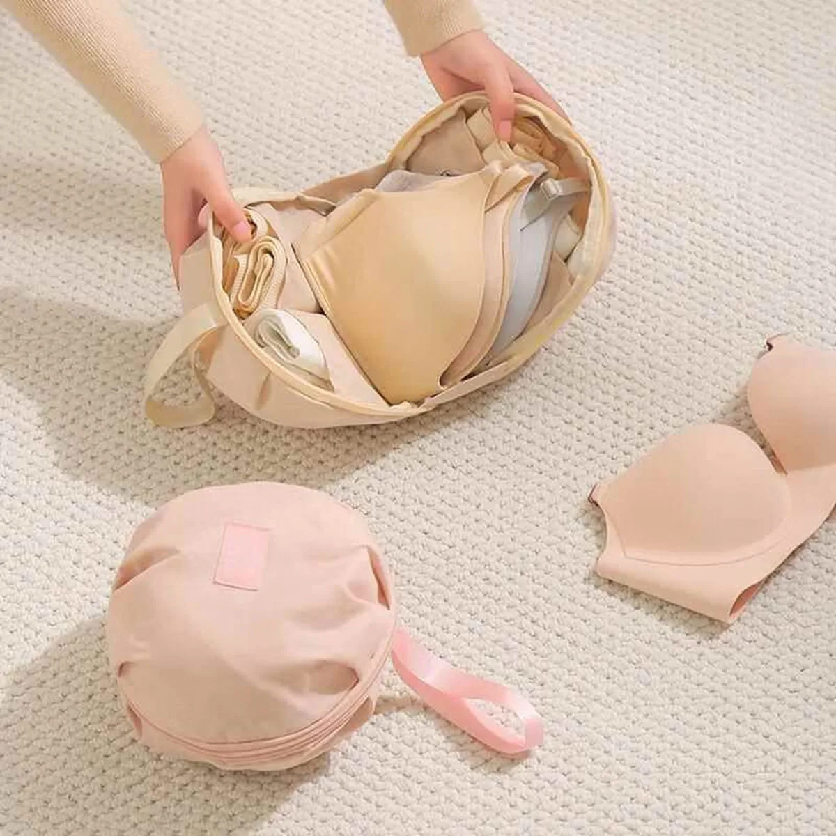 1Pcs Portable Travel Underwear Socks Bra Organizer Bag Polyester Fiber Handheld Storage Bag for Intimate Clothes Ball Shaped image 4