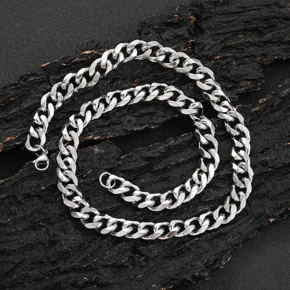 Six-sided Grinding Cuban Chain Titanium Steel Necklace Trendy Brand Hip Hop Stainless Steel Men's Necklace Jewelry Necklace Men