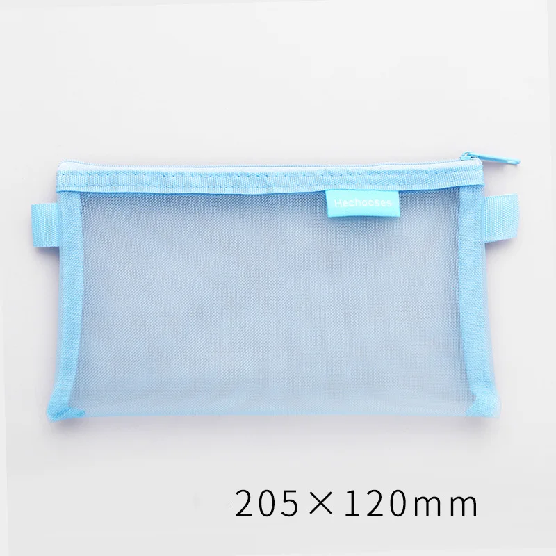 Simple Transparent Mesh Pencil Case Storage Student Pencil Bag Large Capacity Pouches Stationery