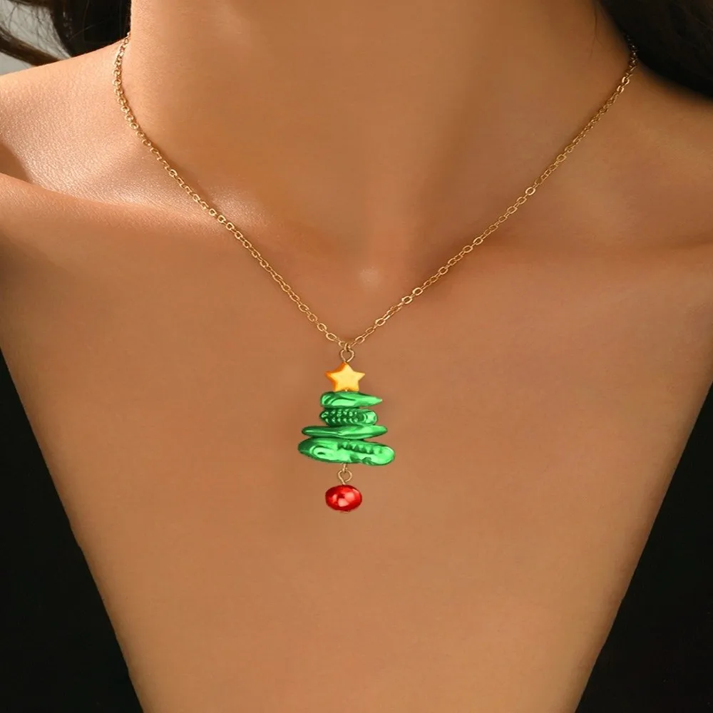 Vintage Faux Pearl Jewelry Stacked Elegant Christmas Tree Necklace Charming Unique Dangle Pendant Earrings Christmas Party