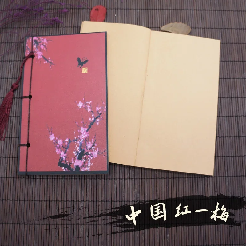 Chinese Style Lotus Vintage Notebook with Tassel Blank Kraft Portable Craft Blank Mini Notebook Notepad