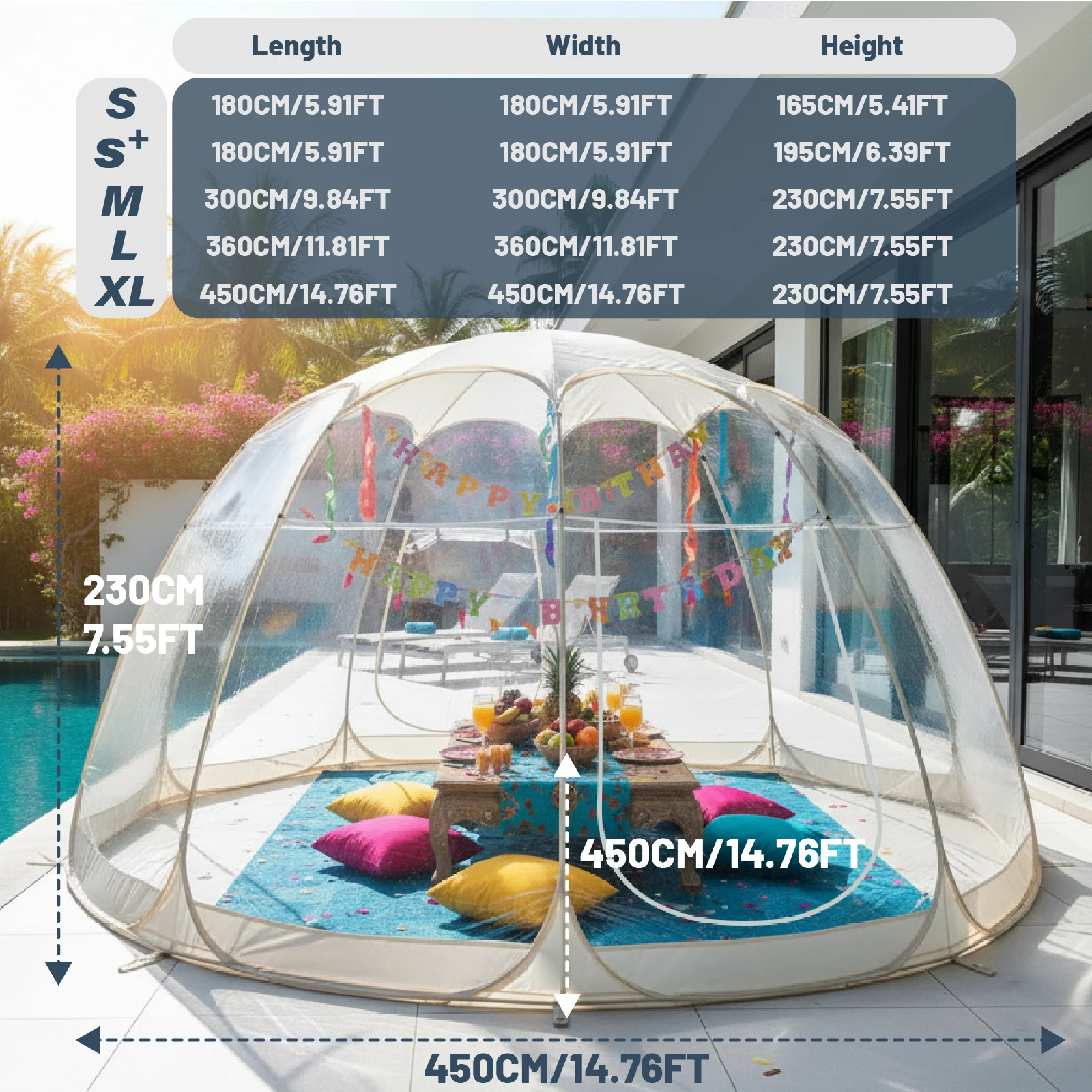 Freestanding Transparent Bubble Tent, Big Space Pop‑up Shelter for Friends Gathering, Clear Dome Tent for Backyard Hangout