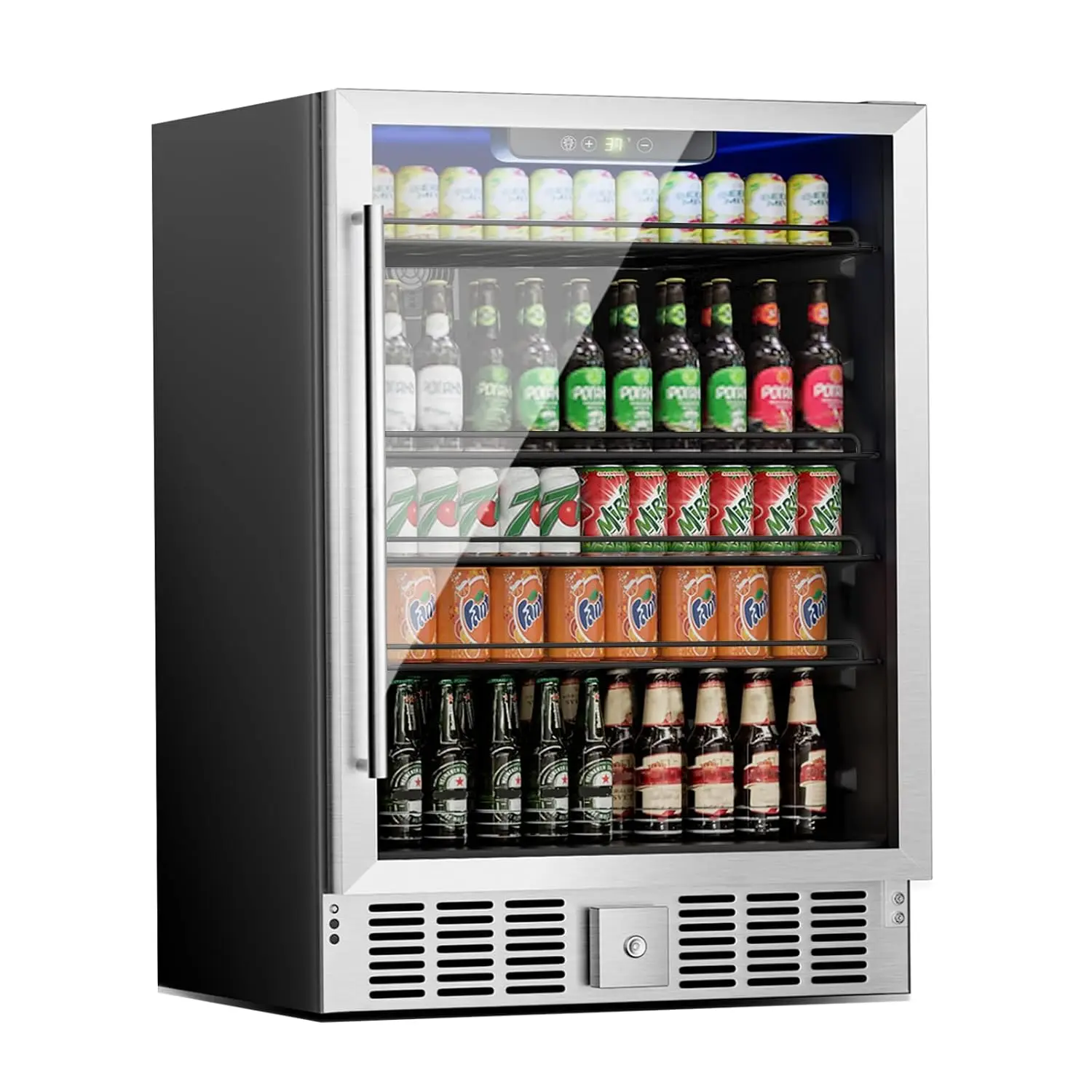166 Can Wine & Beverage Refrigerator Cooler Glass Door 24 Inch, Customized