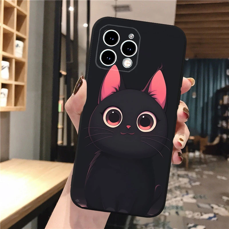 

Phone Case Carcasa Funda For iPhone 17 Pro Max Air 16 15 14 13 Pro Max 15 16 Pro 15Plus Black Cats Case