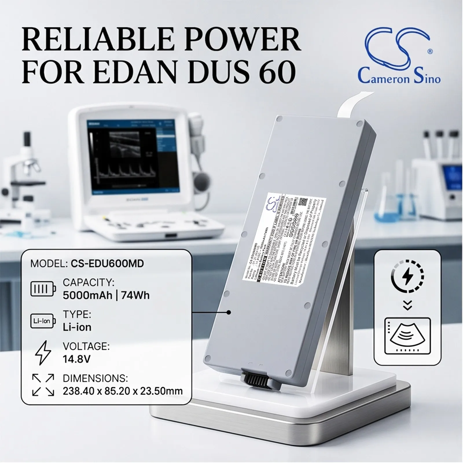 Replacement 14.8V 5000mAh Medical Battery TWSLB-001 for EDAN DUS60 Ultrasound, U50P, U50 Ultrasound, DUS 60, U50 Prime