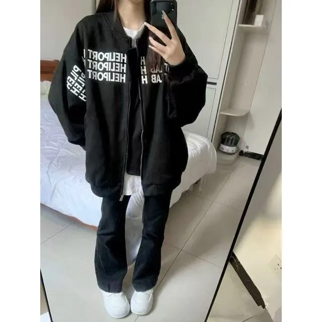 

American Retro Letter Print Baseball Jaet ex Spring Autumn Summer New Loose Casual Versatile Jaet for Teenagers