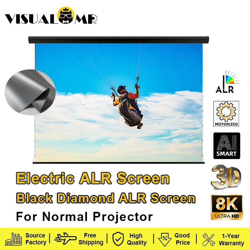Nouvel écran de Projection électrique motorisé Drop Down Black Diamond ALR, support mural 150 pouces 16:9, Projection 4K pour projecteur Normal