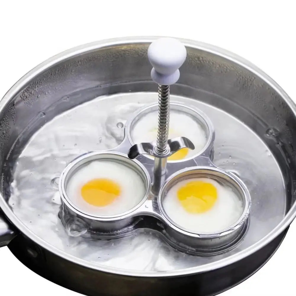 Stainless Steel Poached Egg Maker 3 Grids Non-Stick Egg Poaching Pan Rust-proof Heat-resistant Pocket Eggs Cup Steaming