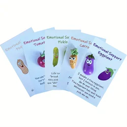 5pcs Emotional Support Resin Figurines with Encouragement Cards - Pocket-Sized Hug Positive Affirmation Decor, Pickle, Carrot, P