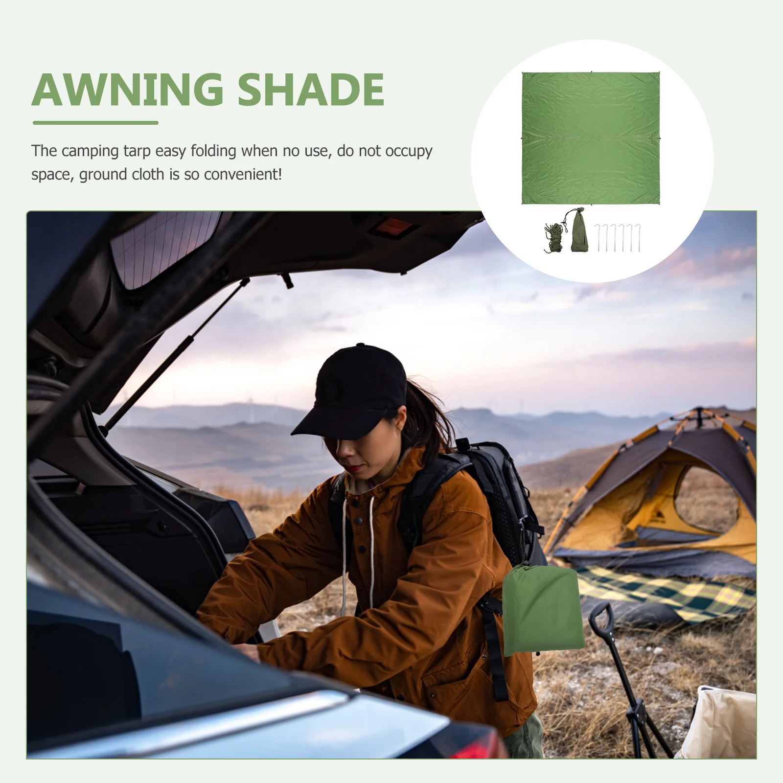 

Waterproof Sunscreen Tent Heavy Duty Tarps for Camping Carry Lightweight Portable Polyester Outdoor Accessories