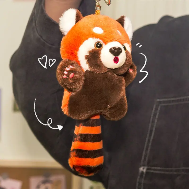 Yupsk Cartoon Red Panda Plush Toy Pendant Little Raccoon Doll Keychain Doll Playground Raccoon Stuffed Backpack Decor Gifts