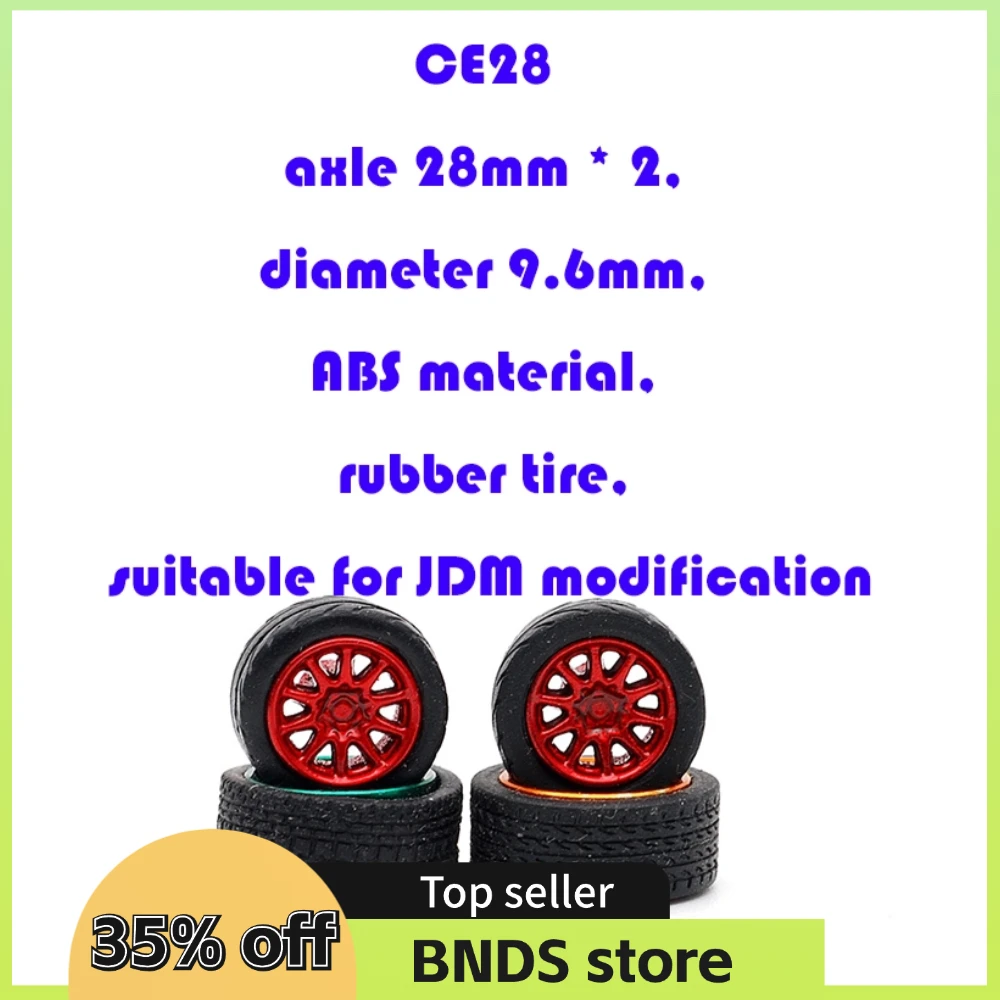 CM Model 1/64 ABS Plastic Replace Wheels Rubber Tires Design Rims Modified Parts VIP Style for GT Model Car Vehicle 4pcs Set