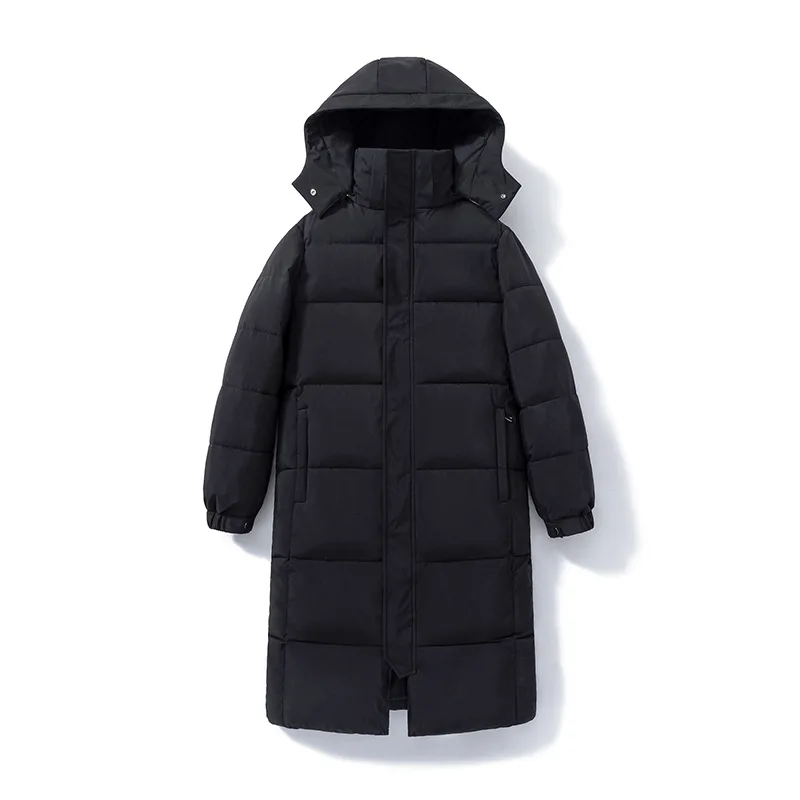 New Straight Solid Puffer Jackets For Women Hooded Winter Long Size Coat Black Female Parkas Korean Style Winter Black Clothing