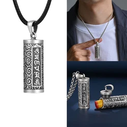 1Pcs 990 Pure Silver Pill Case Holder Pill Box Waterproof Cylinder Pendant Pill Box With Chain Necklace