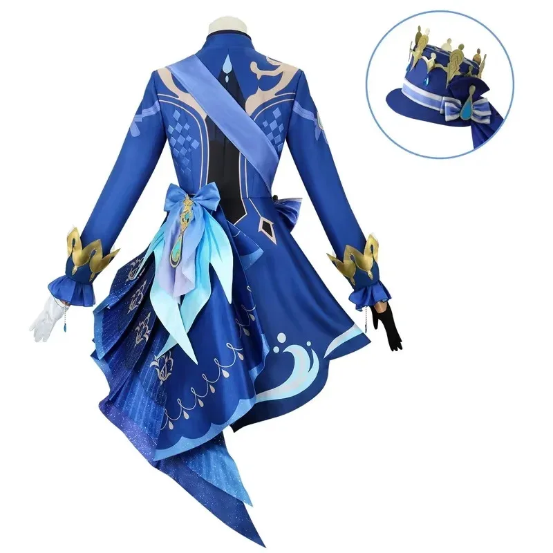 

ABC123 Furina Costume Wig Genshin Impact Fontaine Focalors with Hat Black Suits High Heels Cosplay P3;F'6,C;7.Y