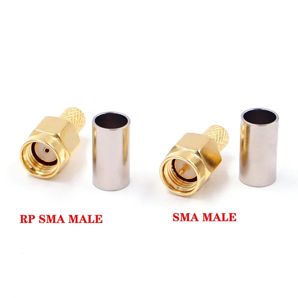 50pcs SMA Male Connector Crimp For RG58 LMR195 RG400 RG142 50-3 Cable  RF Coaxial Connector RP SMA Male