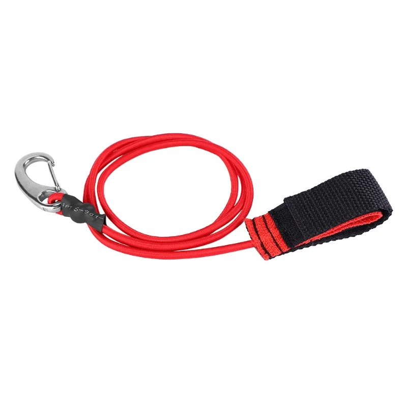 Elastic String Boating Kayak Paddle Safety Rod Leash With Carabiner For Paddling Red
