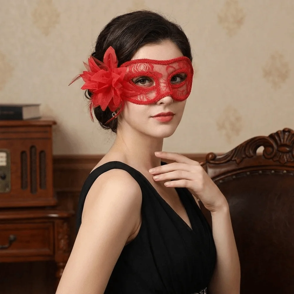 Novelty Flower Half-Face Mask Seductive Style Cosplay Feather Mask Masquerade Multicolor Masquerade Ball Mask Women's Event