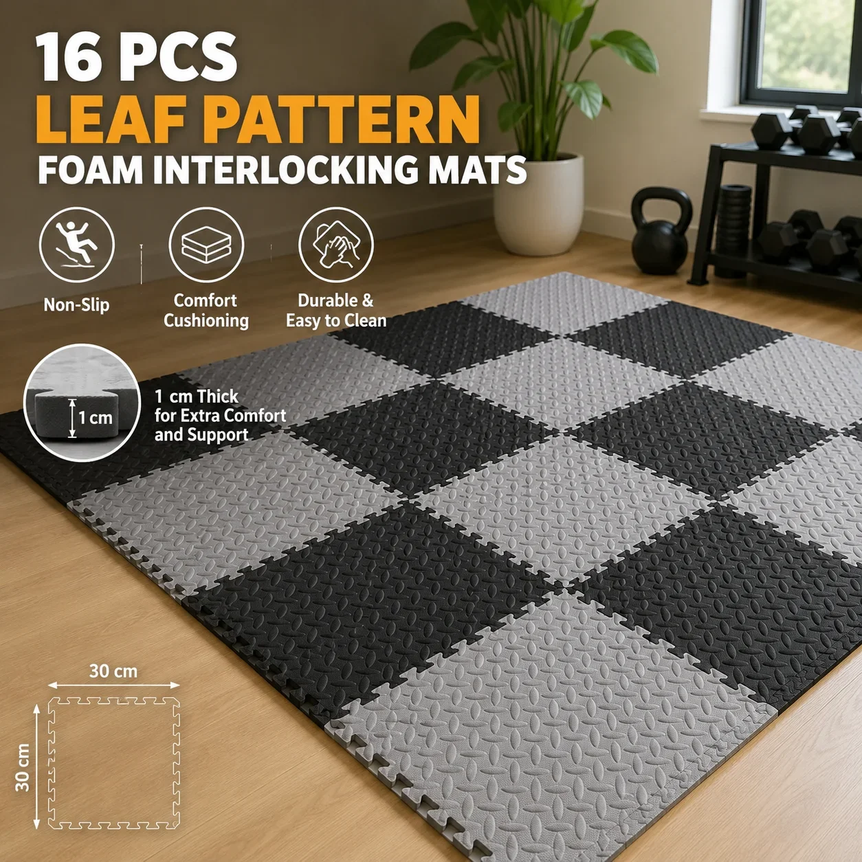 

Interlocking EVA Foam Exercise Mat Tiles Non Slip Puzzle Floor Mat for Gym Yoga Workout Home Fitness Protective Flooring