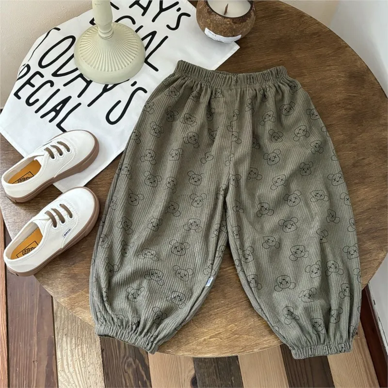 Fashion Baby Girl Boy Corduroy Pant Infant Toddler Teens Child Elegant Floral Trousers Spring Autumn Winter Baby Clothes 1-12Y