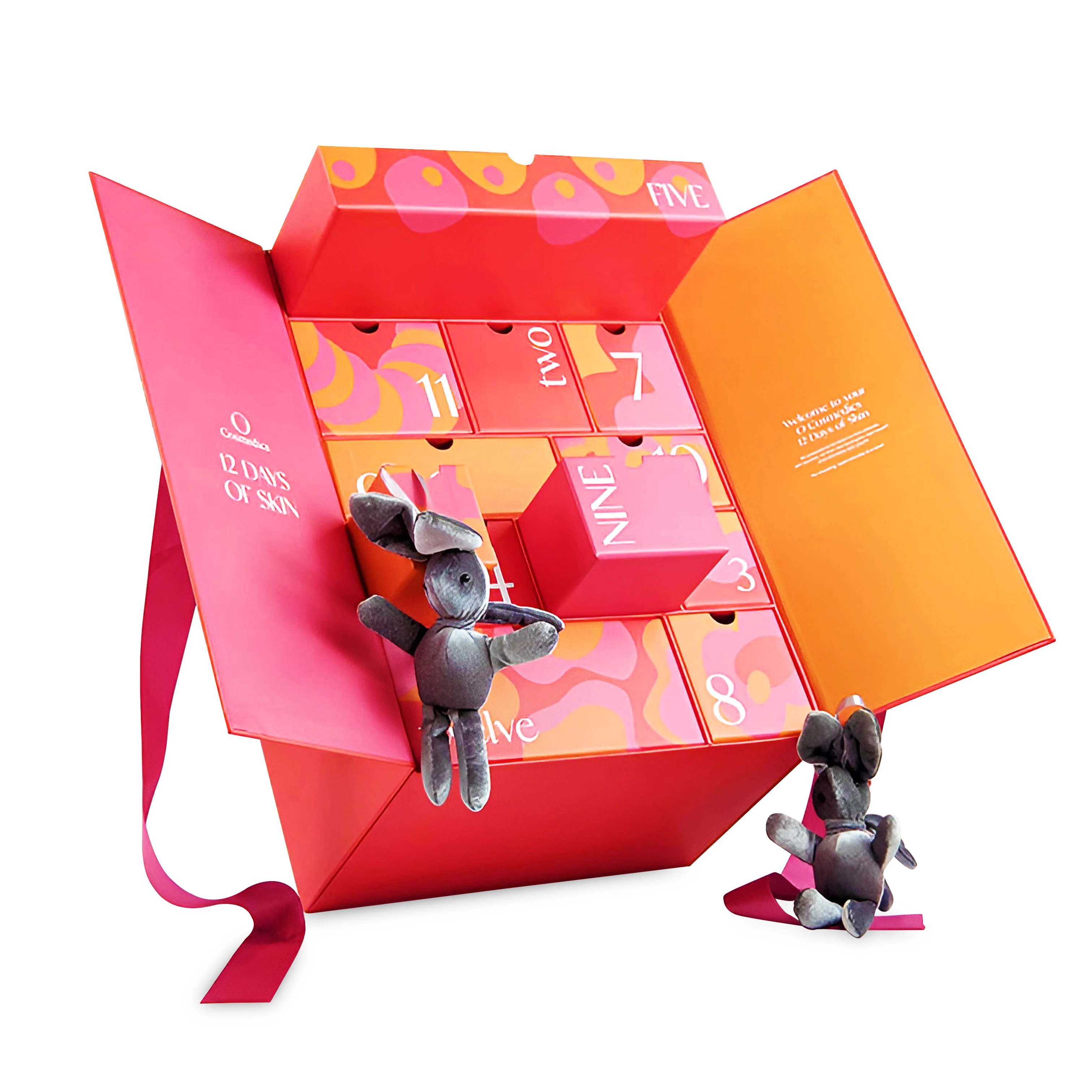 2025.12 Days Packaging Boxes Manufacturer Christmas Advent Calendar Cardboard Box with Ribbon