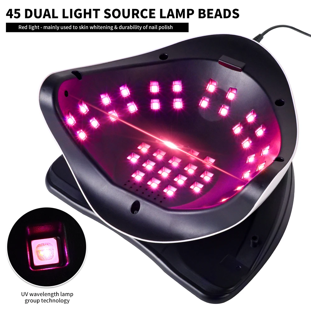 Lampada per asciugare le unghie per unghie Luce UV Smalto gel Cabina per manicure Lampade da 45 LED Strumenti professionali per macchine per asciugare le unghie