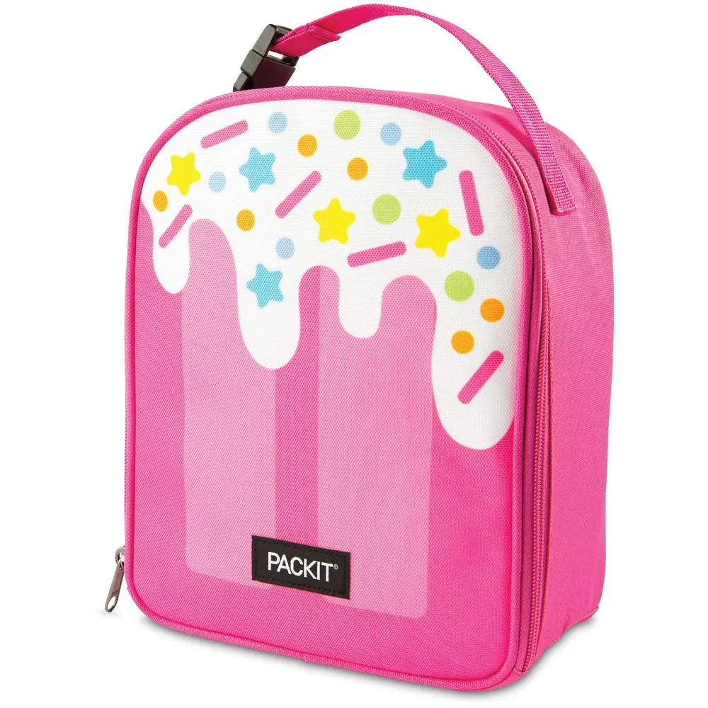 

Freezable Playtime Lunch Box, Pink Popsicle, Built with EcoFreeze Technology, Collapsible, Reusable, Zip Closure With Buckle Ha