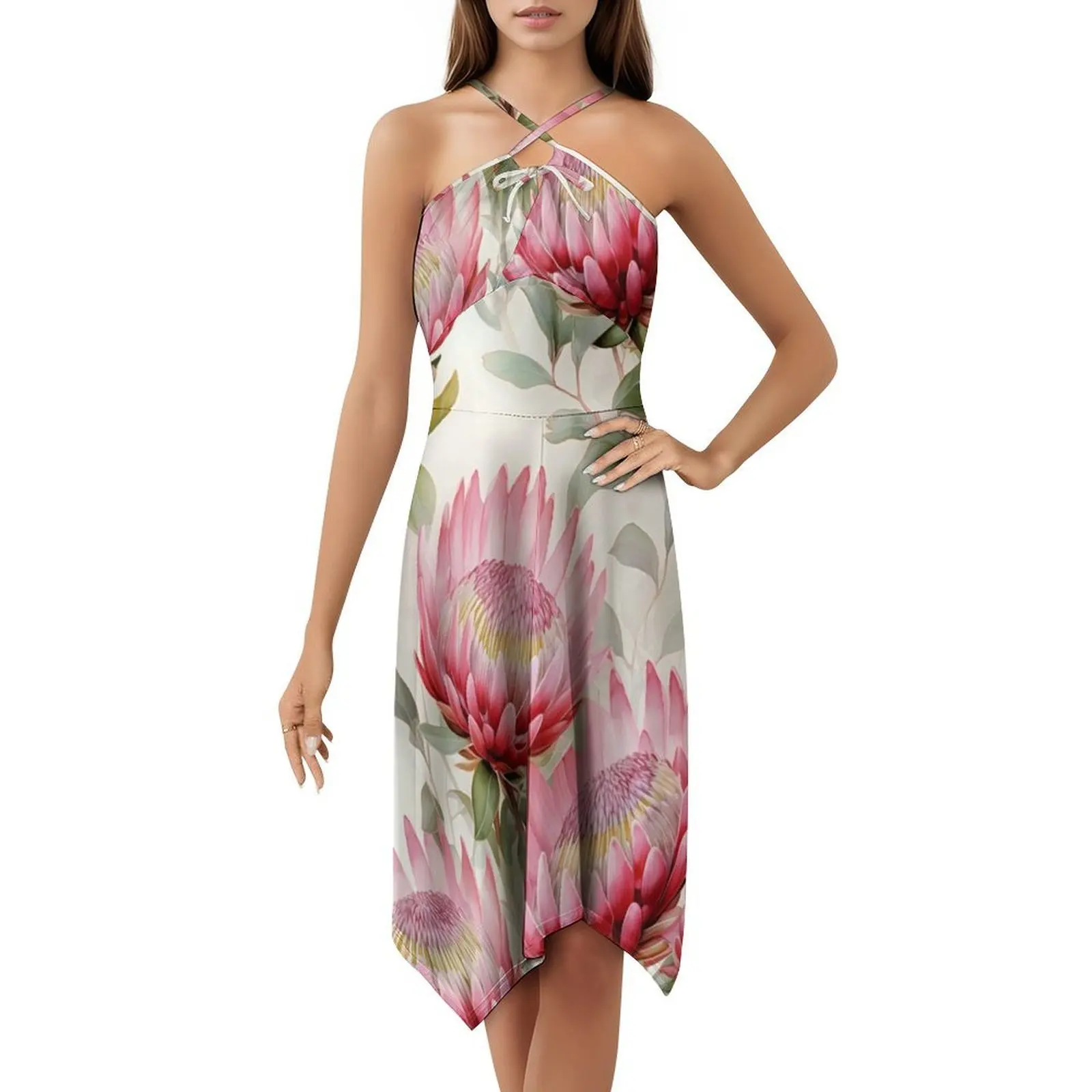 فستان كينج بروتي بألوان مائية [كبير] فستان كاجوال على الطراز الكوري للنساء فساتين مكتب يومية بسيطة للسيدات زهور بروتي