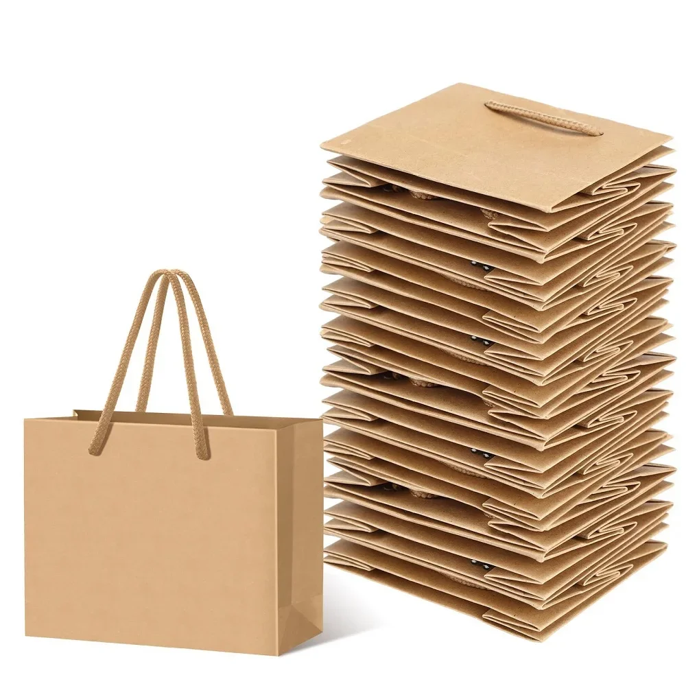 30PCS Kraft Paper Bags with Rope Handles, Wrapping Favor Bag, Small Business Bag, Wedding, Birthday Gift