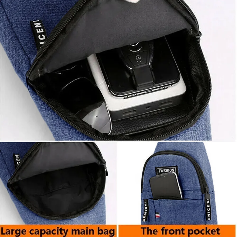 Sac de poitrine monochrome pour documents, chargement USB antivol, sac de poitrine de loisirs, voyage en plein air, travail, petit article commconsulé, stockage à la mode, nouveau