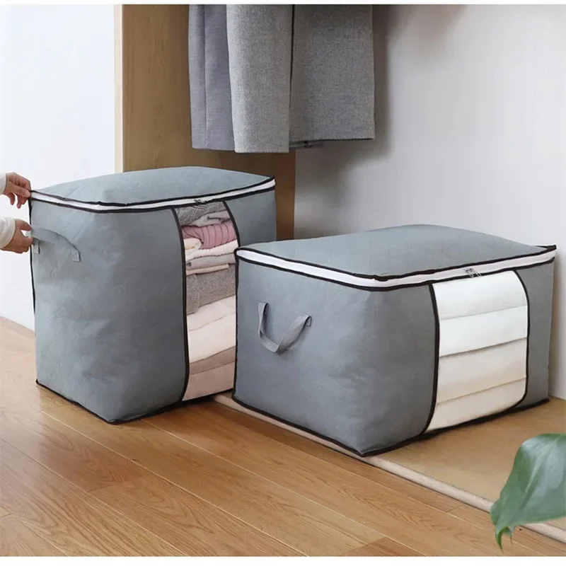 

Storage Bag For Clothes Blanket Portable Non-Woven Folding Clothes Pillow Quilt Blanket Storage Box Organizer